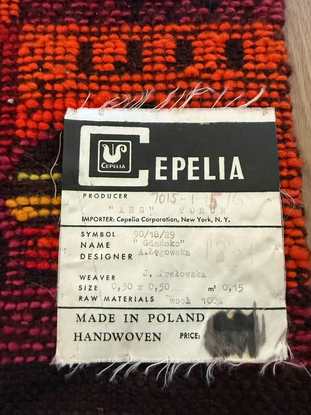 Vintage Cepelia Handwoven Colorful Kilim Tapestry from Poland 1960’s Wool